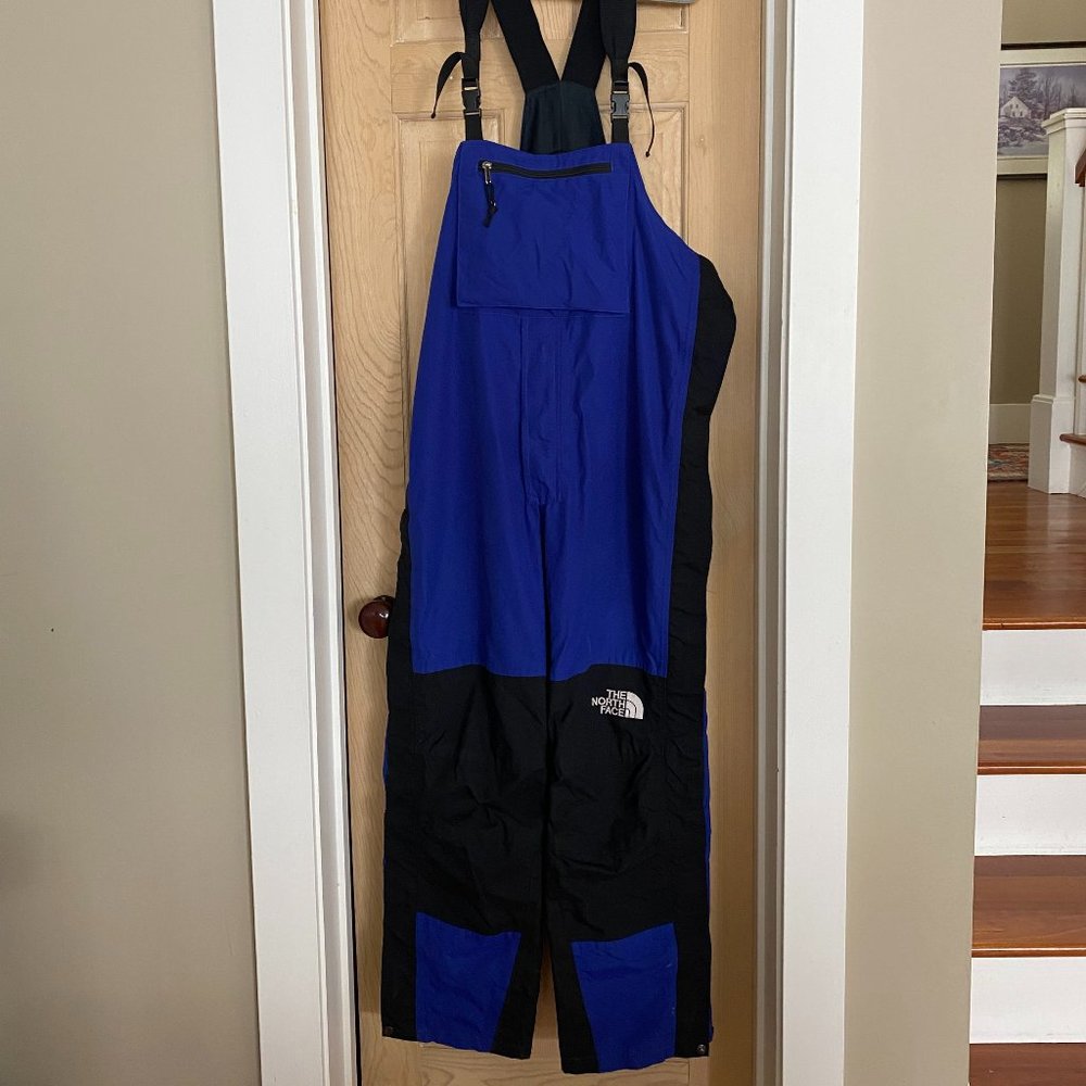 North Face Gortex Mens Bib Snow Pants Black Blue Size Medium M